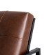 Glitzhome 29.25"H Modern Brown Leatherette Accent Armchair with Black Metal Frame, Set of 2