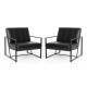 Glitzhome 31.50"H Modern Black Leatherette Accent Armchair with Black Metal Frame, Set of 2