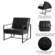 Glitzhome 31.50"H Modern Black Leatherette Accent Armchair with Black Metal Frame, Set of 2