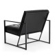 Glitzhome 31.50"H Modern Black Leatherette Accent Armchair with Black Metal Frame, Set of 2