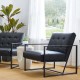 Glitzhome 31.50"H Modern Black Leatherette Accent Armchair with Black Metal Frame, Set of 2