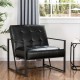 Glitzhome 31.50"H Modern Black Leatherette Accent Armchair with Black Metal Frame, Set of 2