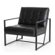 Glitzhome 29.25"H Modern Black Leatherette Accent Armchair with Black Metal Frame, Set of 2