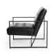 Glitzhome 31.50"H Modern Black Leatherette Accent Armchair with Black Metal Frame, Set of 2