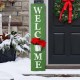 Glitzhome 42"H Wooden Washed Green "WELCOME" Porch Sign with Metal Planter