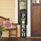 Glitzhome 42"H Wooden Washed Black "WELCOME TO OUR PORCH" Porch Sign with Metal Planter