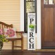 Glitzhome 42"H Wooden Washed White "WELCOME TO OUR PORCH" Porch Sign with Metal Planter