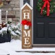 Glitzhome 42"H Wooden Natural "HOME" Porch Sign with Metal Planter
