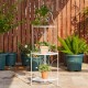 Glitzhome 44.75"H 3-Tiered White Metal Corner Shelf Planter Stand