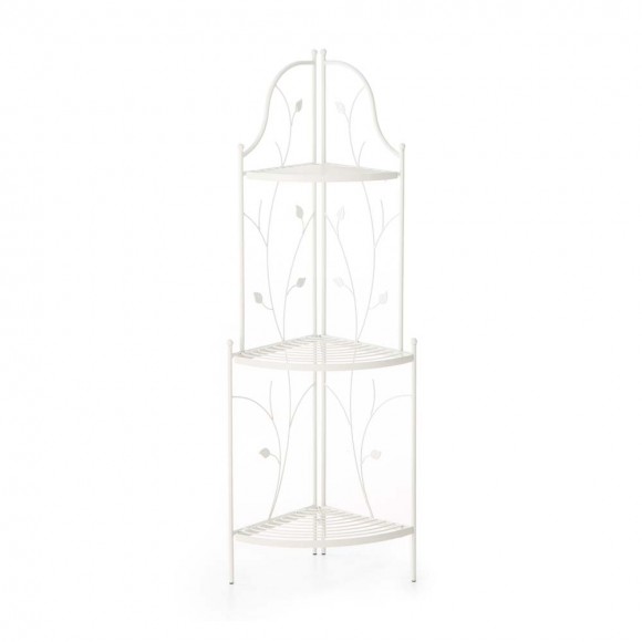 Glitzhome 44.75"H 3-Tiered White Metal Corner Shelf Planter Stand