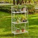 Glitzhome 44.75"H Rectangular 3-Tiered White Metal Shelf Planter Stand