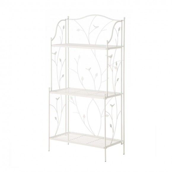 Glitzhome 44.75"H Rectangular 3-Tiered White Metal Shelf Planter Stand