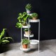 Glitzhome 32.25"H Foldable Multi-Tiered Round White Metal Planter Stand