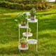 Glitzhome 32.25"H Foldable Multi-Tiered Round White Metal Planter Stand