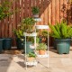 Glitzhome 32.25"H Foldable Multi-Tiered Round White Metal Planter Stand
