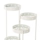 Glitzhome 32.25"H Foldable Multi-Tiered Round White Metal Planter Stand