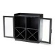 Glitzhome 32.75"H Black Wine Cabinet with 2 Built-in X Shaped Storage Racks and 2 Glass Doors