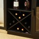 Glitzhome 44.00"H Black High Wine Cabinet with 2 Built-in X Shaped Storage Racks and 2 Glass Doors