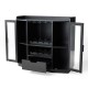 Glitzhome 40.00"L Black Wine Cabinet with Large Tabletop and 2 Glass Doors