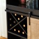 Glitzhome 44.00"H Black and Light Two-color High Wine Cabinet with One Sliding Barn Door