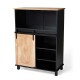 Glitzhome 44.00"H Black and Light Two-color High Wine Cabinet with One Sliding Barn Door