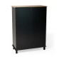 Glitzhome 44.00"H Black and Light Two-color High Wine Cabinet with One Sliding Barn Door