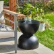 Glitzhome 17.75"H MGO Black Garden Stool or Planter Stand or Accent Table (Multi-functional)