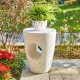 Glitzhome 18"H MGO White Terrazzo Garden Stool or Planter Stand or Accent Table (Multi-functional)