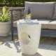 Glitzhome 18"H MGO White Terrazzo Garden Stool or Planter Stand or Accent Table (Multi-functional)