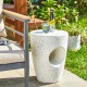 Glitzhome 18"H MGO White Terrazzo Garden Stool or Planter Stand or Accent Table (Multi-functional)