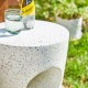 Glitzhome 18"H MGO White Terrazzo Garden Stool or Planter Stand or Accent Table (Multi-functional)