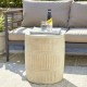 Glitzhome 18.5"H MGO Cream White Grooved Textured Garden Stool or Planter Stand or Accent Table (Multi-functional)