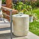 Glitzhome 18.5"H MGO Cream White Grooved Textured Garden Stool or Planter Stand or Accent Table (Multi-functional)