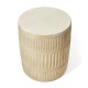 Glitzhome 18.5"H MGO Cream White Grooved Textured Garden Stool or Planter Stand or Accent Table (Multi-functional)