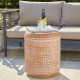 Glitzhome 18.5"H MGO Embossed Texture Terracotta Garden Stool or Planter Stand or Accent Table (Multi-functional)