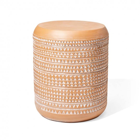 Glitzhome 18.5"H MGO Embossed Texture Terracotta Garden Stool or Planter Stand or Accent Table (Multi-functional)