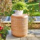 Glitzhome 18.5"H MGO Embossed Texture Terracotta Garden Stool or Planter Stand or Accent Table (Multi-functional)