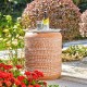 Glitzhome 18.5"H MGO Embossed Texture Terracotta Garden Stool or Planter Stand or Accent Table (Multi-functional)