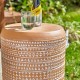 Glitzhome 18.5"H MGO Embossed Texture Terracotta Garden Stool or Planter Stand or Accent Table (Multi-functional)