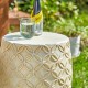Glitzhome 18"H MGO Antique Cream White Grid Garden Stool or Drum Table or Planter Stand (Multi-functional)