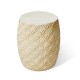 Glitzhome 18"H MGO Antique Cream White Grid Garden Stool or Drum Table or Planter Stand (Multi-functional)