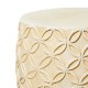 Glitzhome 18"H MGO Antique Cream White Grid Garden Stool or Drum Table or Planter Stand (Multi-functional)