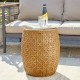 Glitzhome 18"H MGO Faux Wicker Textured Garden Stool or Drum Table or Planter Stand (Multi-functional)