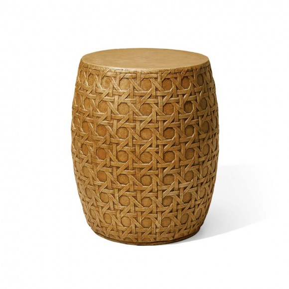 Glitzhome 18"H MGO Faux Wicker Textured Garden Stool or Drum Table or Planter Stand (Multi-functional)