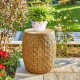 Glitzhome 18"H MGO Faux Wicker Textured Garden Stool or Drum Table or Planter Stand (Multi-functional)