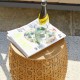 Glitzhome 18"H MGO Faux Wicker Textured Garden Stool or Drum Table or Planter Stand (Multi-functional)