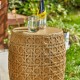 Glitzhome 18"H MGO Faux Wicker Textured Garden Stool or Drum Table or Planter Stand (Multi-functional)