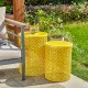 Glitzhome Set of 2 Metal Yellow Garden Stool or Planter Stand or Accent Table or Side Table (Multi-functional)