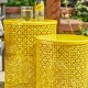 Glitzhome Set of 2 Metal Yellow Garden Stool or Planter Stand or Accent Table or Side Table (Multi-functional)