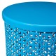 Glitzhome Set of 2 Metal Blue Garden Stool or Planter Stand or Accent Table or Side Table (Multi-functional)